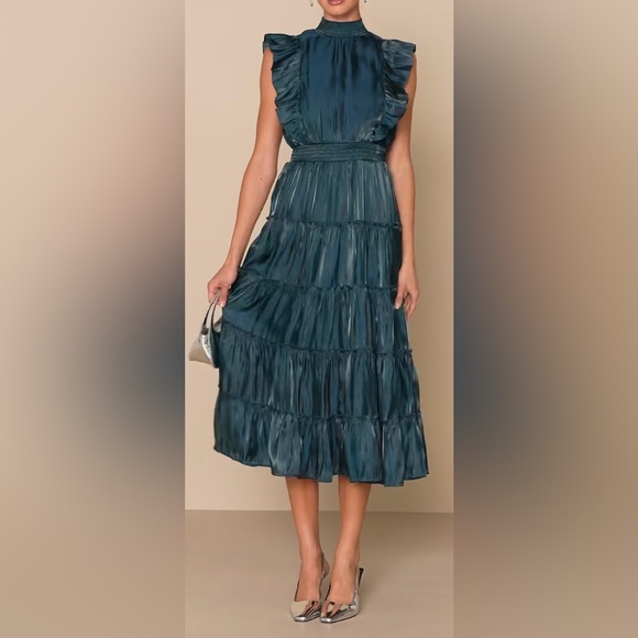 Lulu's Teal Maxi Dress - Picture 5 of 12